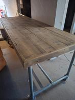 tafel met steigerbuis poten, Ophalen of Verzenden, Rechthoekig, 50 tot 100 cm