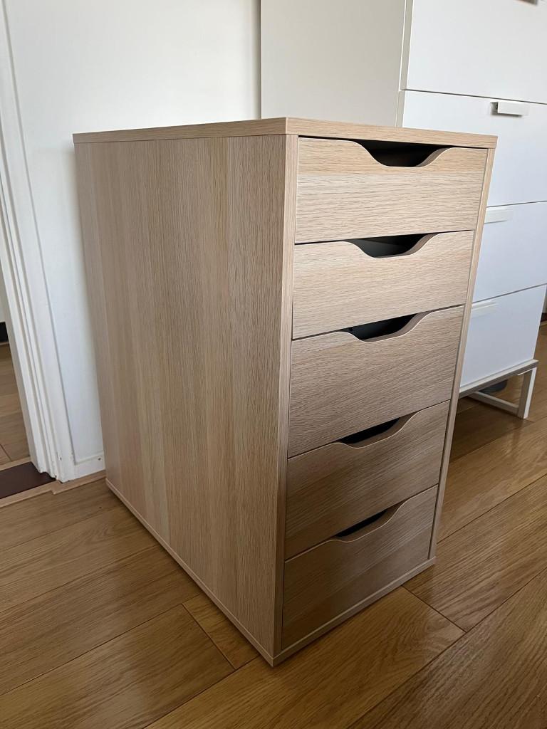 Ikea ALEX Ladeblok eiken 36x70 cm, Huis en Inrichting, Ophalen, Minder dan 50 cm, 5 laden of meer, Zo goed als nieuw