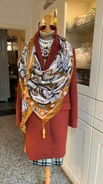 Pashmina 200x100, katoen/viscose, prachtig motief en kleuren, Ophalen of Verzenden, Zo goed als nieuw, Maat 46/48 (XL) of groter