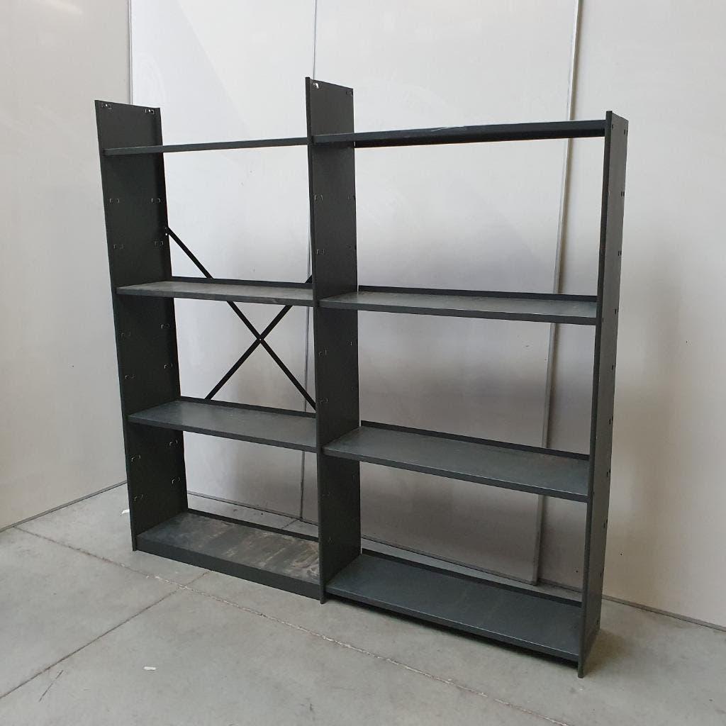 Antraciet metalen retro legbordstelling 2 meter breed, Ophalen, Overige typen