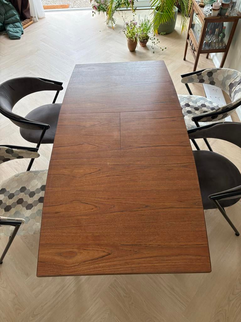 Uitschuifbare eettafel, Huis en Inrichting, Tafels | Eettafels, Gebruikt, 50 tot 100 cm, 150 tot 200 cm, Vier personen, Rechthoekig