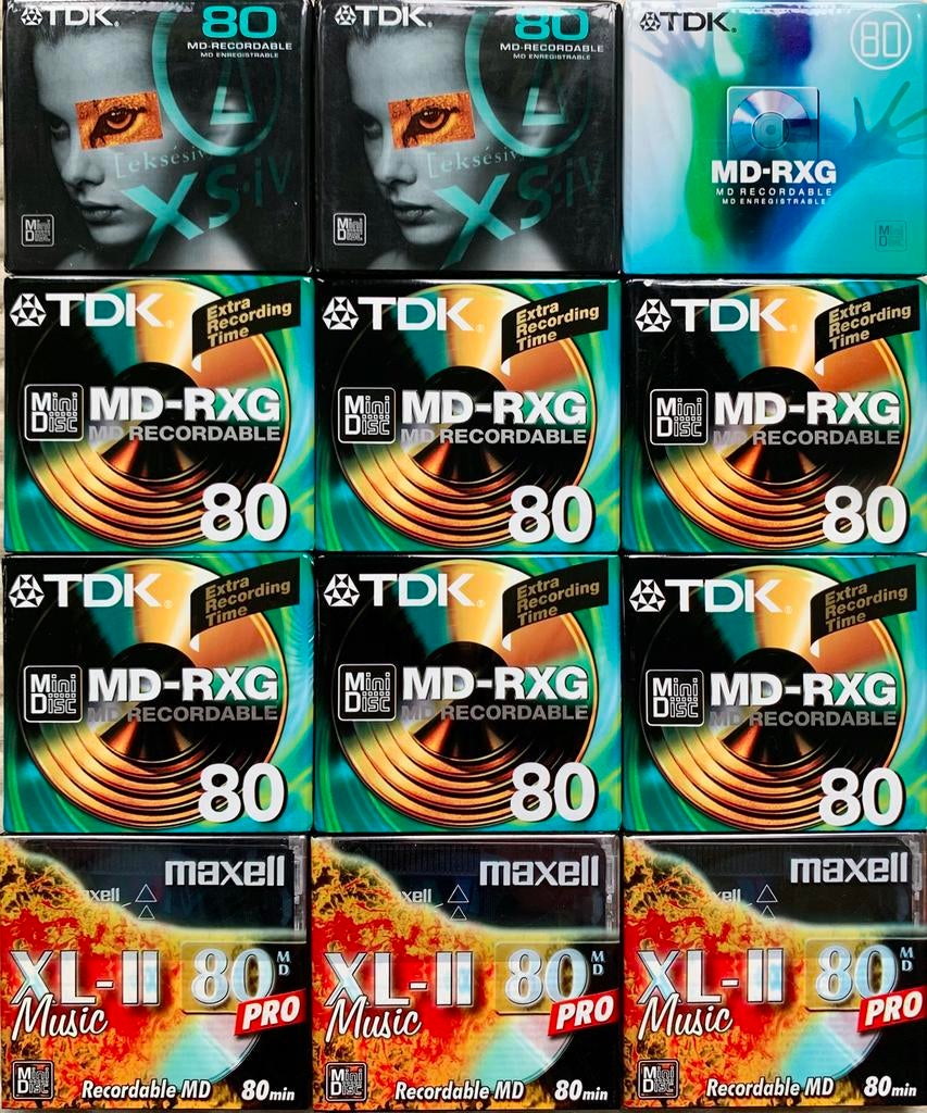 12x Maxell XLII MD PRO TDK XS-iV MD-RXG 80 minidisc minidisk, TDK & Maxell, Ophalen of Verzenden, Minidisc-recorder, Nvt
