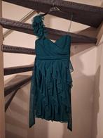 Elegante turquoise jurk met ruches - Maat M, Maat 38/40 (M), Overige kleuren, Ophalen of Verzenden, Zo goed als nieuw
