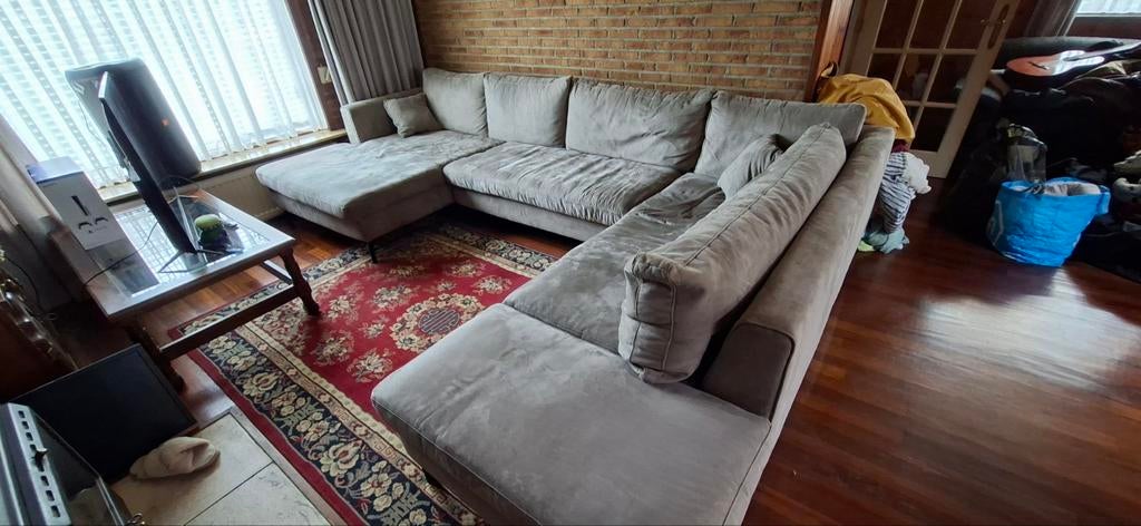 Grote U-bank, Huis en Inrichting, Banken | Bankstellen, Ophalen, Gebruikt, Vierpersoons of meer, Stof