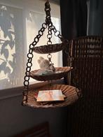 Vintage 3-laags hangmand, riet, 95 cm hoog, Ophalen, Mand, Zo goed als nieuw, Riet