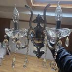 3x Zilverkleurige Kroonluchter Wandlampen met Kristallen, Huis en Inrichting, Lampen | Wandlampen, Ophalen, Gebruikt, Glas, Klassiek, Romantisch, Barok