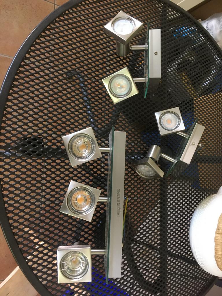 Led spots: 2x 2-lichts, 1x 3-lichts, Huis en Inrichting, Lampen | Spots, Gebruikt, Metaal of Aluminium, Ophalen of Verzenden, Led
