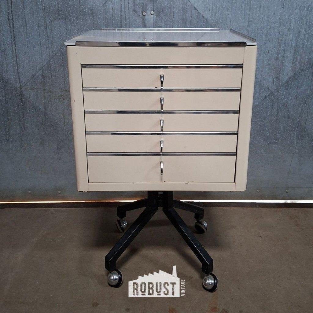 Baisch tandartskast / medisch kastje / ladekast op wielen, 5 laden of meer, Medisch Vintage Industrieel Brocante, Zo goed als nieuw