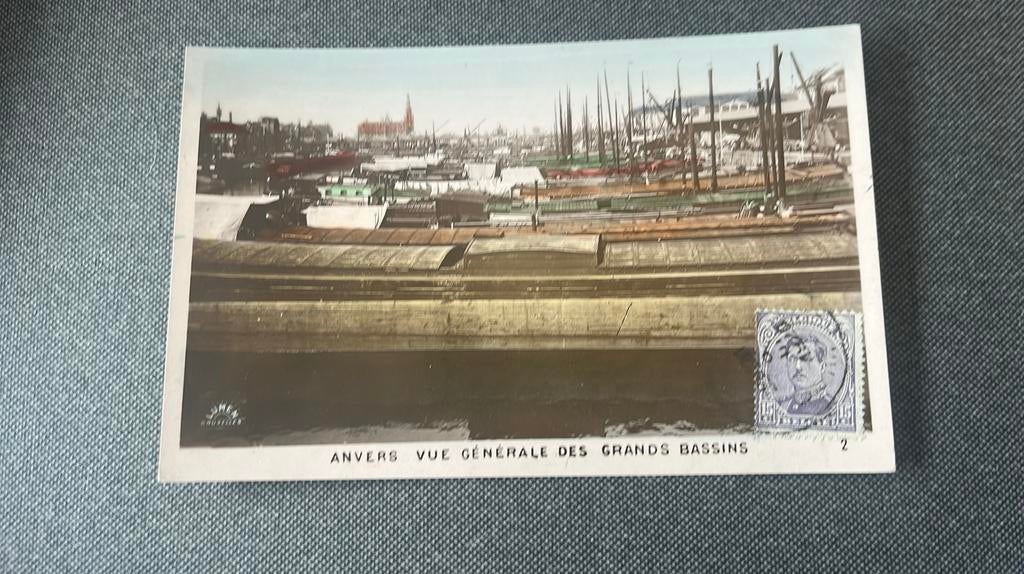 Antwerpen boten in haven, Ophalen of Verzenden, Gebruikt, Motorboot of Zeilboot, Kaart, Foto of Prent