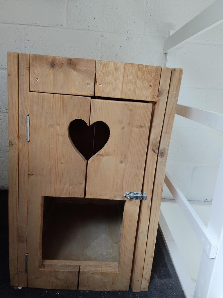 Steigerhouten ombouw voor de kattenbak - 70x50 en 80 cm hoog, Ophalen