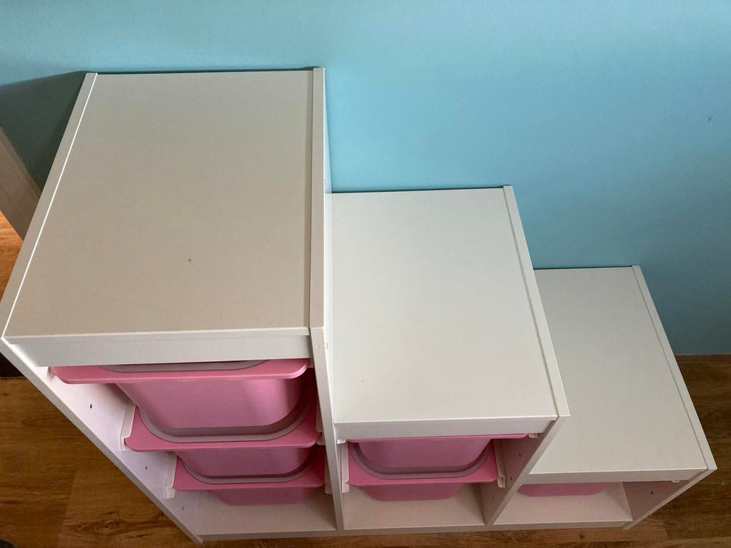 IKEA Trofast Opbergcombinatie met Roze Bakken, Ophalen, Kast, Zo goed als nieuw, 75 tot 100 cm