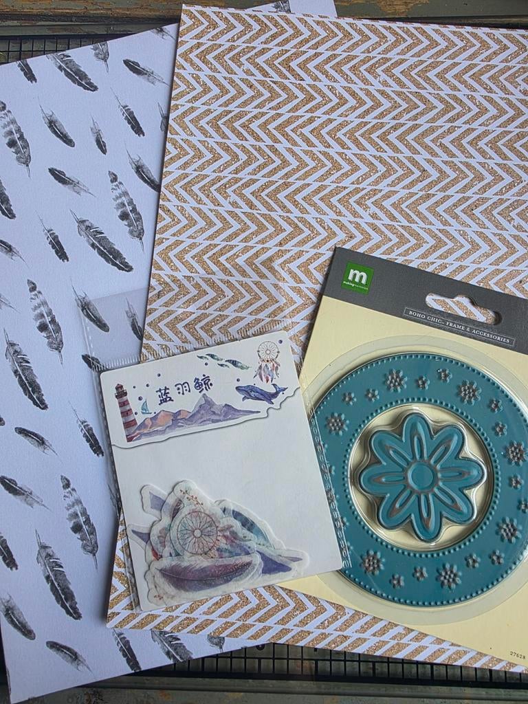 Scrapbook/ kaarten set: papier, stickers, embellishments, Hobby en Vrije tijd, Scrapbooking, Ophalen of Verzenden, Papier of Karton