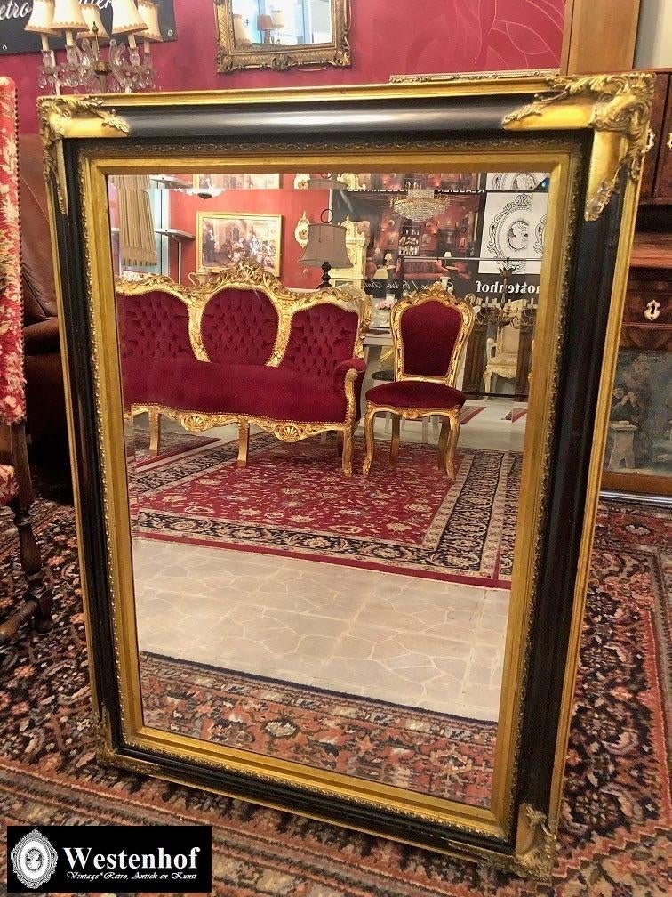 Groot spiegel klassiek / antieke barok goud, zwarte lijst