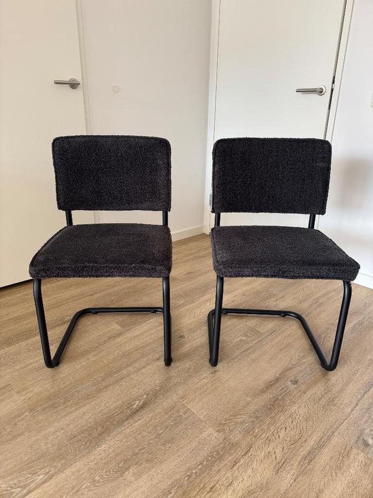Zuiver Ridge Soft Eetkamerstoelen, Huis en Inrichting, Stoelen, Gebruikt, Twee, Stof, Zwart, Ophalen