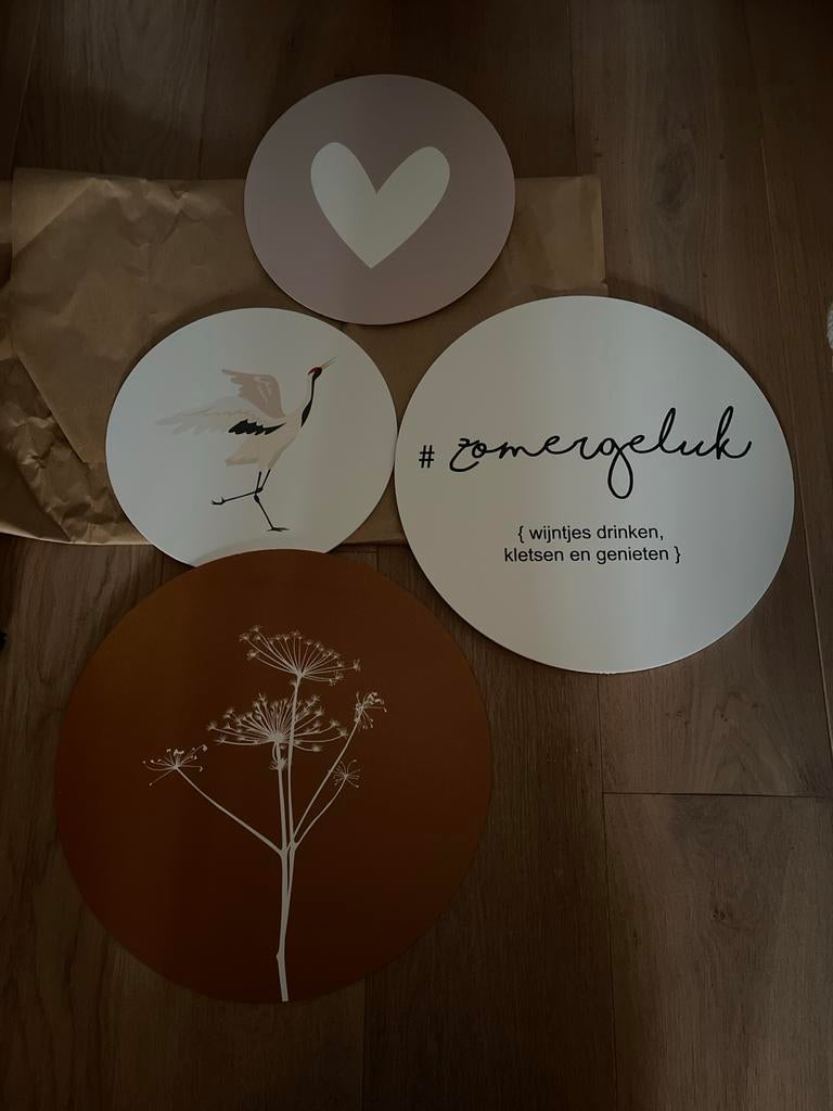 Decoratie bordjes set, Gebruikt, Meerkleurig, Overige materialen, Overige stijlen