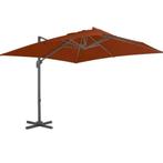 Zweefparasol 300x300 cm terracottakleurig met aluminium paal, Ophalen, Kantelbaar, Nieuw, Zweefparasol