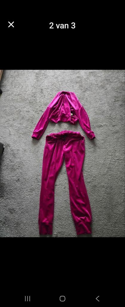 Velours Pak MTT XL XXL - Roze Trainingspak met Kettingdetail, Kleding | Dames, Huispakken, Zo goed als nieuw, Maat 46/48 (XL) of groter