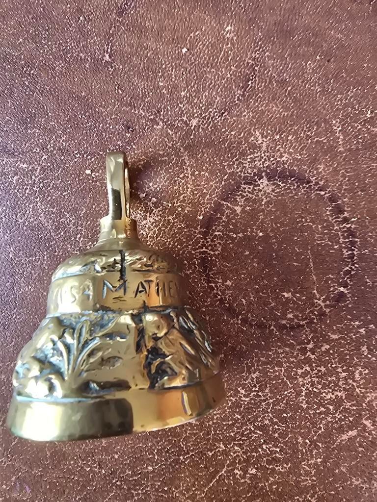 Antieke Messing Tafel Bel met Religieuze Inscripties, Antiek en Kunst, Antiek | Koper en Brons, Verzenden