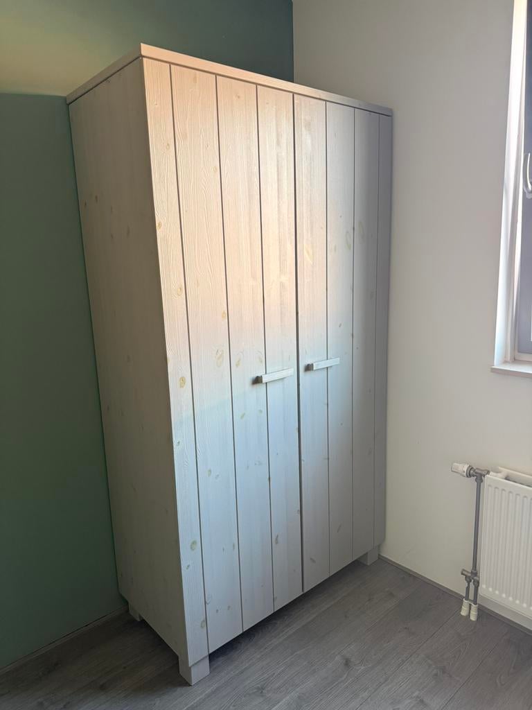 Woood kledingkast Dennis grenen betongrijs, Ophalen, 200 cm of meer, Zo goed als nieuw, Grenenhout