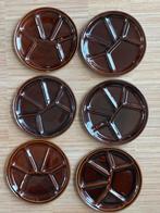 Gave Vintage Retro Gourmet Fondue borden 6 stuks bruin, Ophalen of Verzenden, Zo goed als nieuw, Overige stijlen, Bord(en)