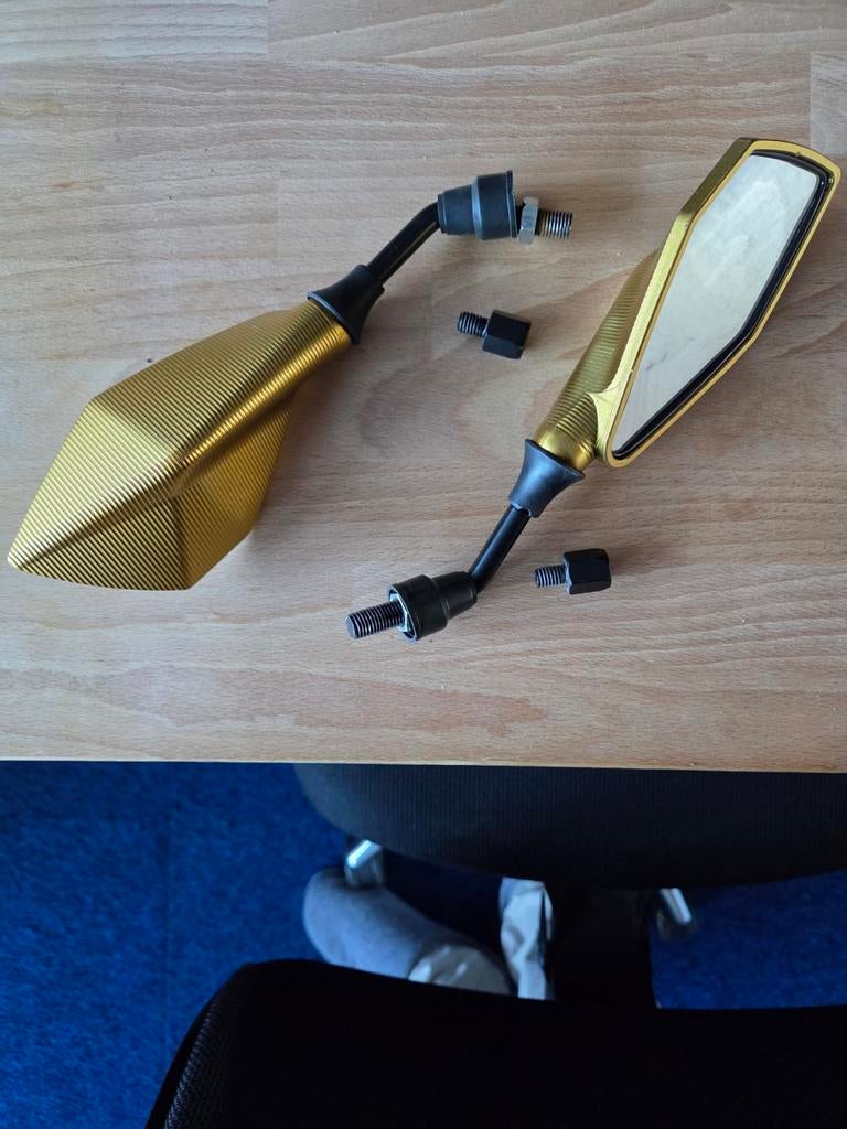Gouden spiegels voor brommer, scooter of fiets, Ophalen of Verzenden, Zo goed als nieuw, Universeel