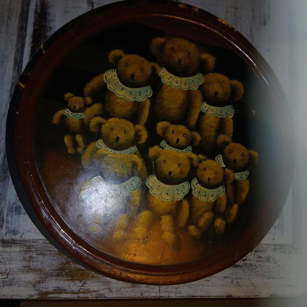 Rond schilderij met beren, Ophalen of Verzenden