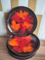Set van 5 Vintage Fat Lava Gebakschaaltjes - Oranje/Rood, Ophalen of Verzenden