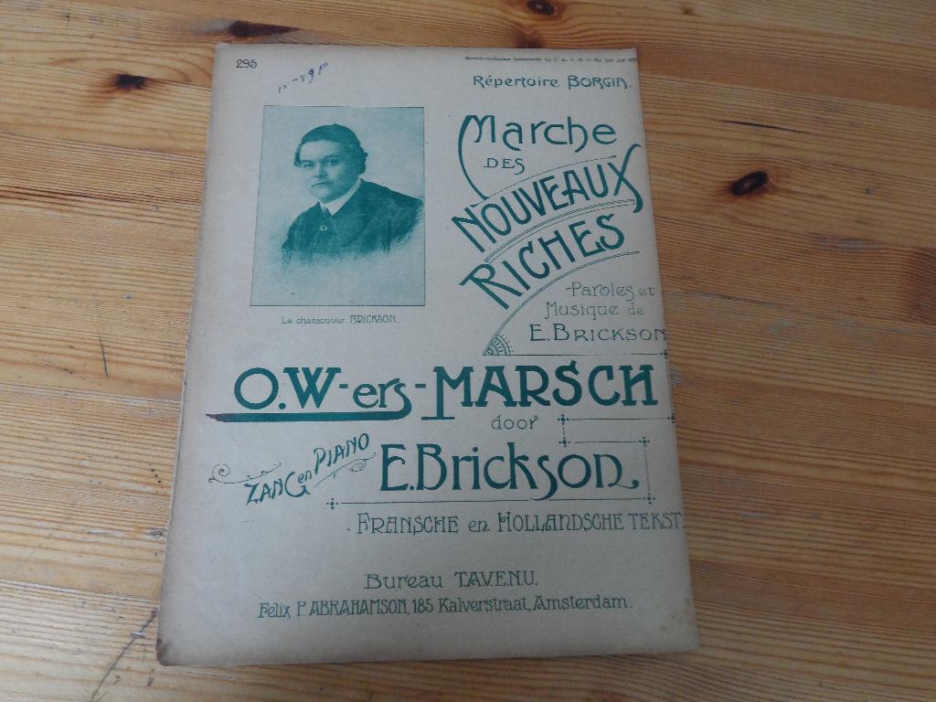 Marche de nouveaux riches - e. Brickson, Muziek en Instrumenten, Bladmuziek, Zang, Gebruikt, Ophalen of Verzenden, Artiest of Componist