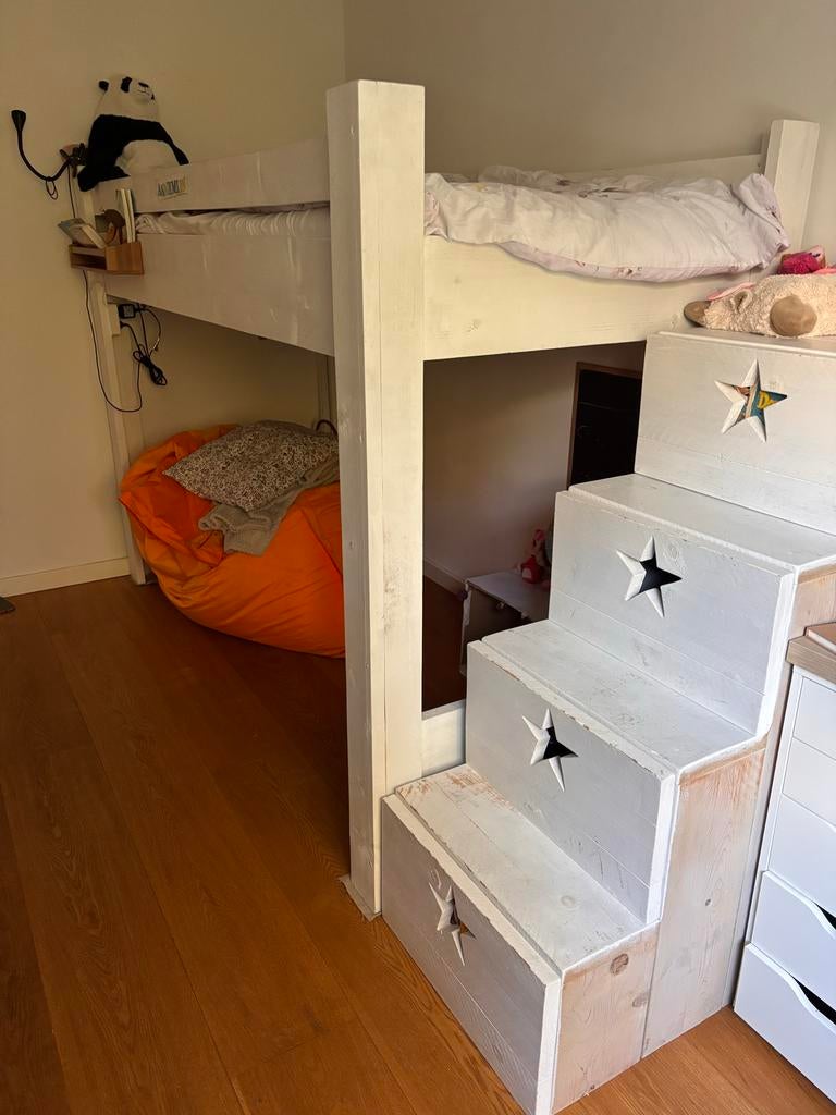 Stevige half hoogslaper met veel opbergruimte in trap, Ophalen, Gebruikt, Halfhoogslaper