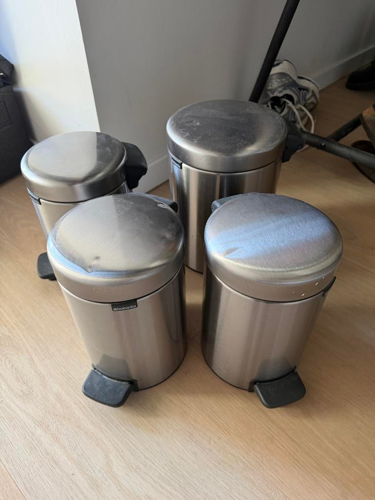 Prullenbak brabantia 3x 3L en 1x 5L, 40 liter of meer, Ophalen, Zo goed als nieuw, Minder dan 50 cm