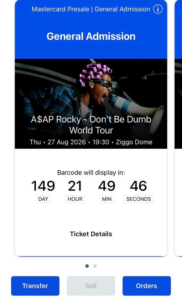 A$AP Rocky dont be dumb world tour amsterdam tickets x2, Twee personen