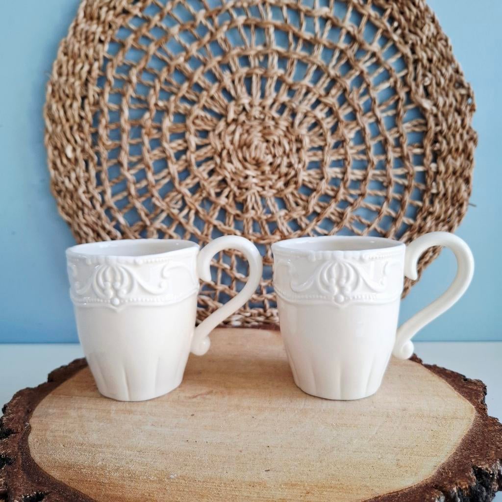 Countryfield, 2 crèmekleurige senseo mokken, Ophalen of Verzenden, Zo goed als nieuw, Overige stijlen, Kop(pen) en/of Schotel(s)