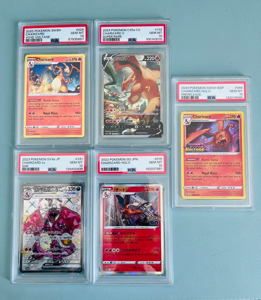 Unieke set: 5 Charizard kaarten PSA 10 Pokemon, Hobby en Vrije tijd, Verzamelkaartspellen | Pokémon, Ophalen of Verzenden, Zo goed als nieuw