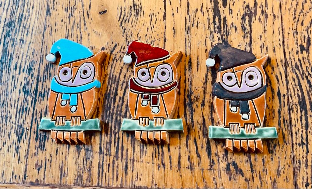 Minerva uil uiltjes 3 luik keramiek uilen, Ophalen of Verzenden