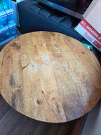 Industriële Ronde salontafel van hout en metaal, Ophalen, Gebruikt, 50 tot 100 cm, Rond