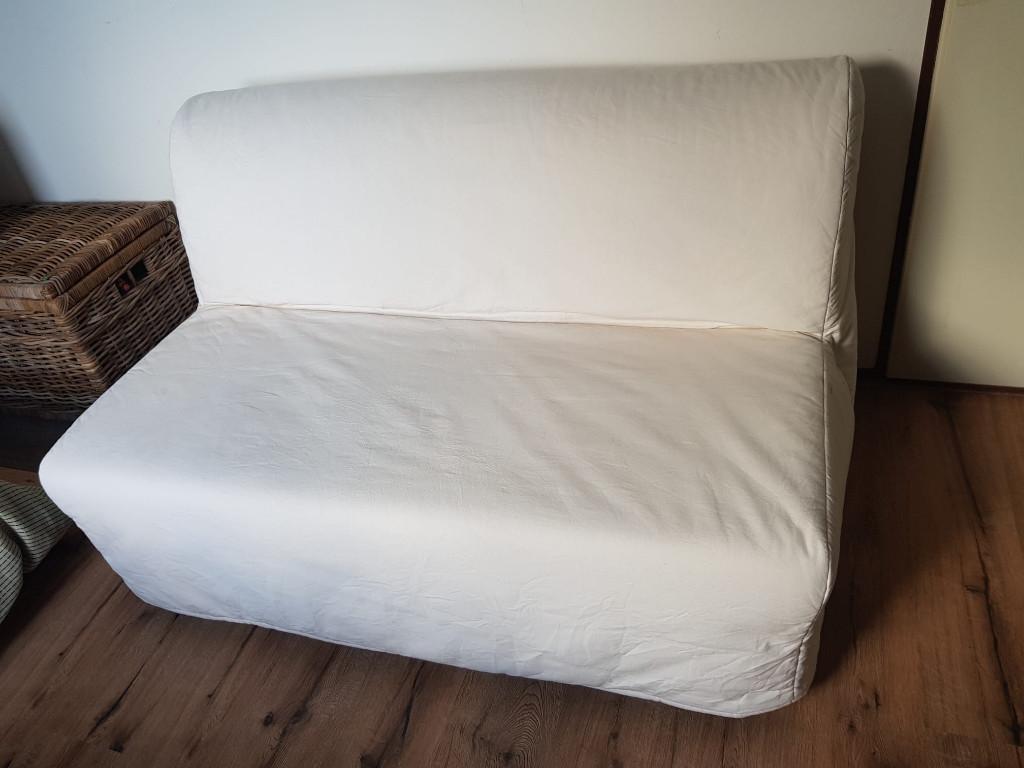 Ikea Lycksele Lövås tweezits slaapbank+ 2 afneembare  hoesen, Ophalen, Tweepersoons, Zo goed als nieuw, Crème