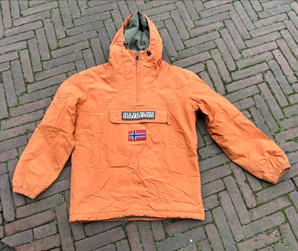 Napapijri jas oranje fleece gevoerd capuchon maat S, Ophalen, Zo goed als nieuw, Maat 46 (S) of kleiner, Oranje
