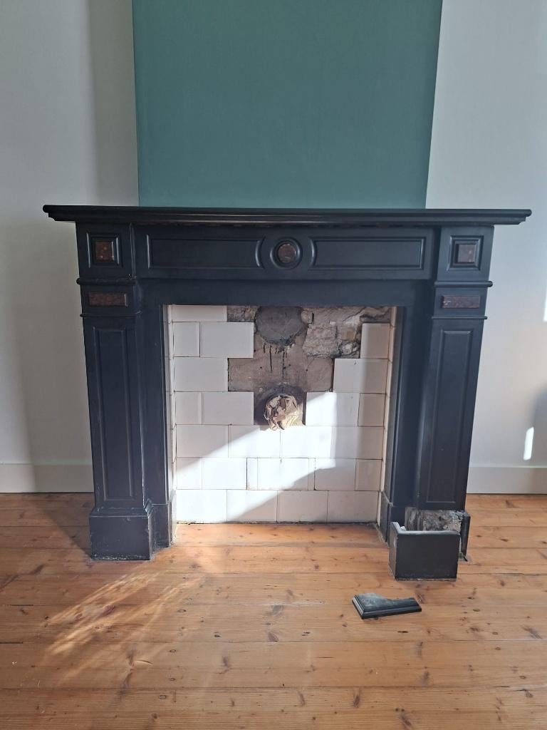 antieke zwart marmeren schouw  2 stuks, Huis en Inrichting, Haarden, Ophalen of Verzenden, Vrijstaande haard, Houthaard