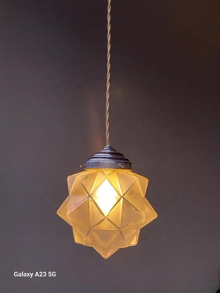 Art Deco glazen stervormige bol, Antiek en Kunst, Antiek | Lampen, Ophalen of Verzenden