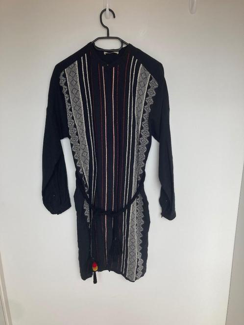 Sessun zwart geborduurde doorknoopjurk rechtvallend maat M, Kleding | Dames, Jurken, Zo goed als nieuw, Zwart, Onder de knie, Ophalen of Verzenden