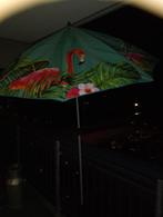 Turquoise Flamingo Parasol - ZGAN!, Kantelbaar, Ophalen of Verzenden, Zo goed als nieuw, 1 tot 2 meter