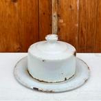 Stolp botervloot boter cloche emaille wit brocante origineel, Ophalen of Verzenden