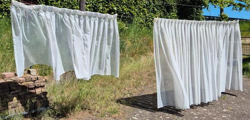 2 x wit / crème  vitrage subtiel glittertjes/ glans, Huis en Inrichting, Stoffering | Gordijnen en Lamellen, Gebruikt, 200 cm of meer
