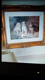 Vertederend " Puppy's " Prent Goudkleurig Schitterende Lijst, 50 tot 75 cm, Verzenden, Zo goed als nieuw, Schilderij