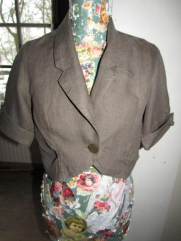 C1734 Tendenza mt 38 bolero jasje bruin linnen  beschikbaar voor biedingen