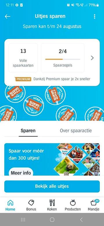 13 volle spaarkaarten dagje uit zegels AH  beschikbaar voor biedingen