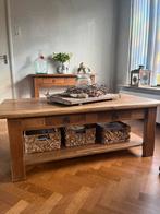 Eiken sidetable salontafel etc oudgemaakt, Ophalen, 100 tot 150 cm, 50 tot 100 cm, Zo goed als nieuw