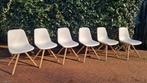 6 Tonon eetkamerstoelen, type 904.01, wit/eiken, Wit, Zo goed als nieuw, Modern, Vijf, Zes of meer stoelen