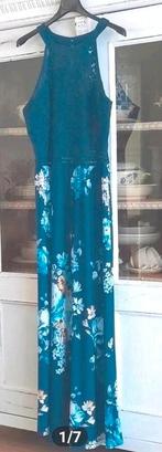 Blauw gebloemde enkellange tricot jurk van Bonprix 46, Bonprix, Jurk, Nieuw, Verzenden