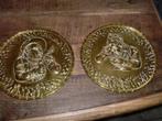 vintage Wanddecoratie <> 2 Koperen Bordjes ROKEN <> Ø 17 cm, Ophalen of Verzenden, Zo goed als nieuw, Overige typen